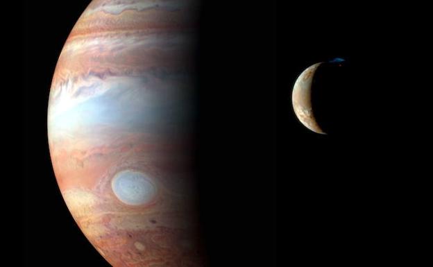 Júpiter y su luna volcánica.