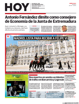 Portada de la edición impresa del diario HOY