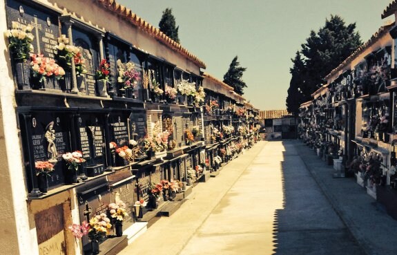 Una de las calles del cementerio que se han asfaltado. :: f. h.