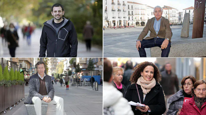 Candidatos de Podemos, Ciudadanos, PSOE y PP en la provincia de Cáceres.