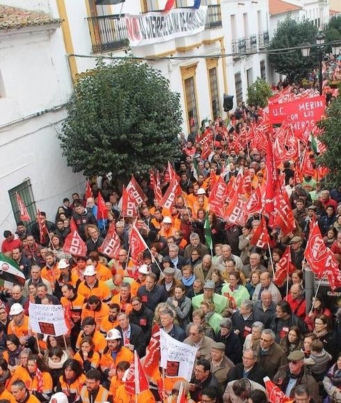 Imagen de la movilización de hoy en Monesterio