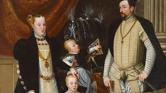 María, Maximiliano II, y su familia.