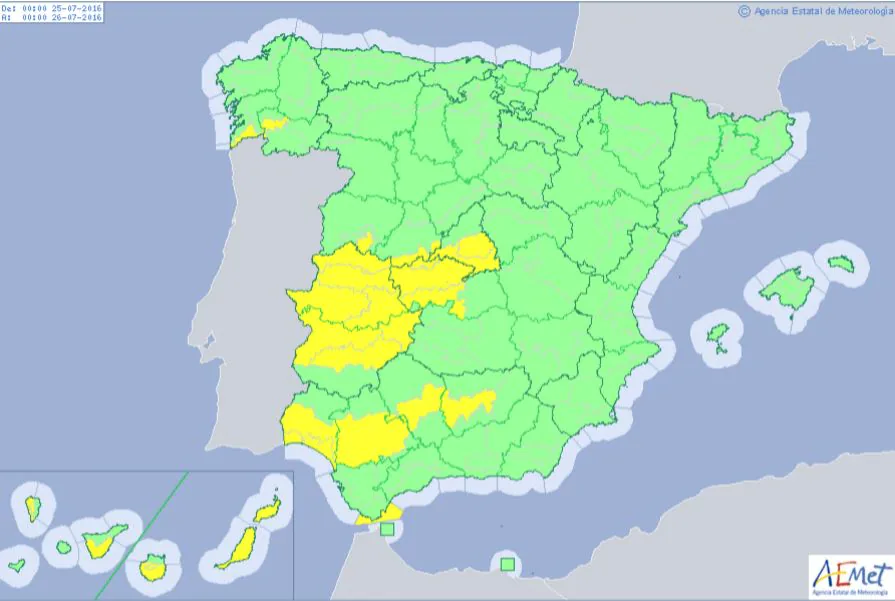 Las altas temperaturas ponen en riesgo 18 provincias este lunes, incluidas Badajoz y Cáceres