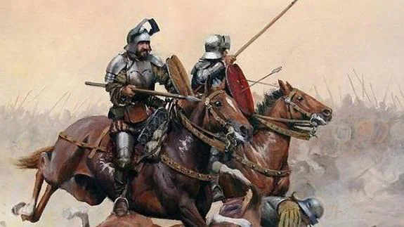 Una de las ilustraciones incluidas en «Los Invencibles de América» sobre la batalla de Otumba. 