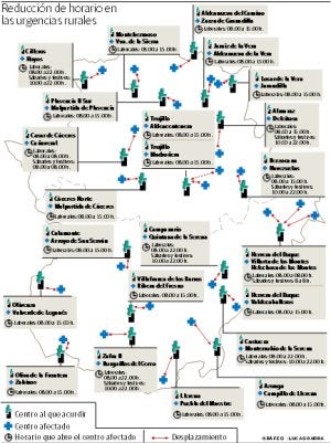 Sanidad cierra 15 urgencias rurales y cambia el horario de otras seis