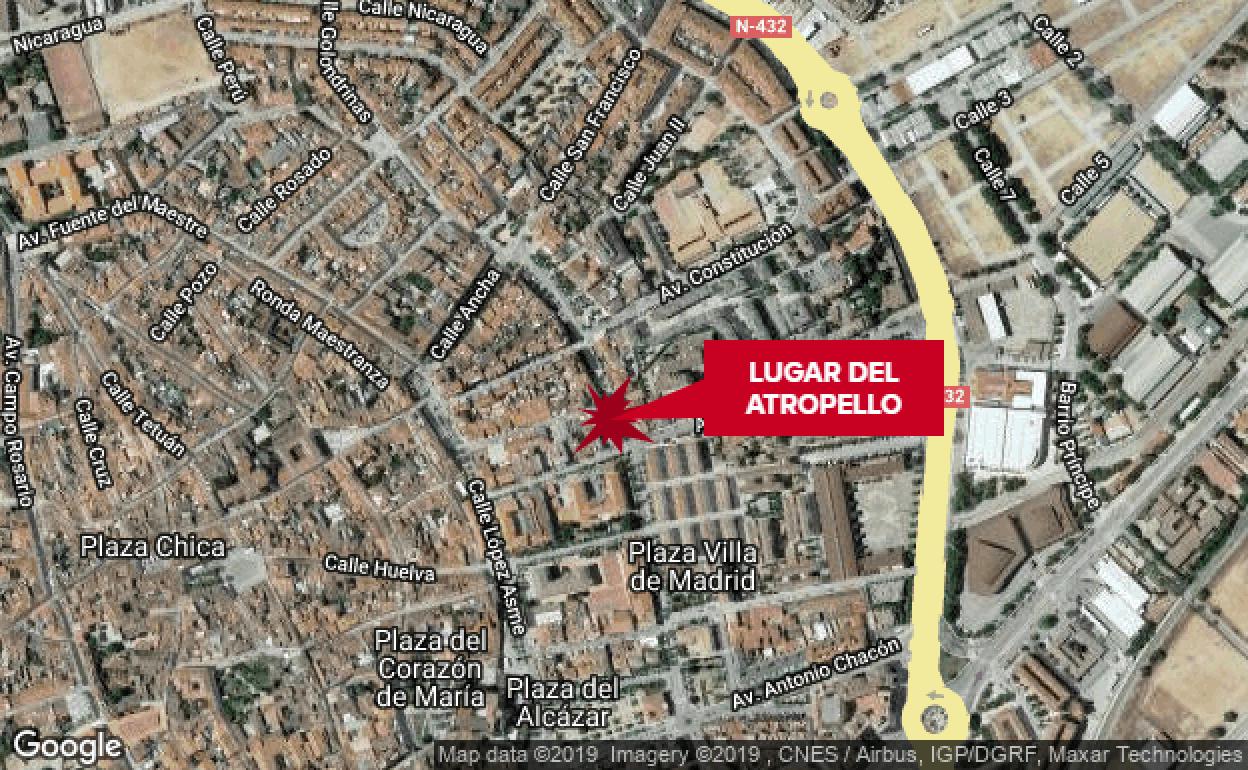 Herida una mujer con un trauma craneal al ser atropellada en Zafra