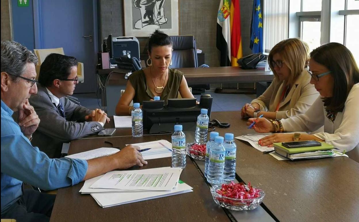La consejera de Educación y Empleo con los presidentes de las diputaciones provinciales en una reunión sobre el Plan de Activación del Empleo Local