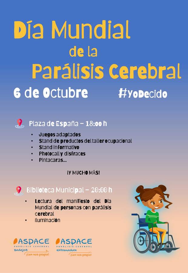 ASPACE conmemorará en Zafra el Día Mundial de la Parálisis Cerebral