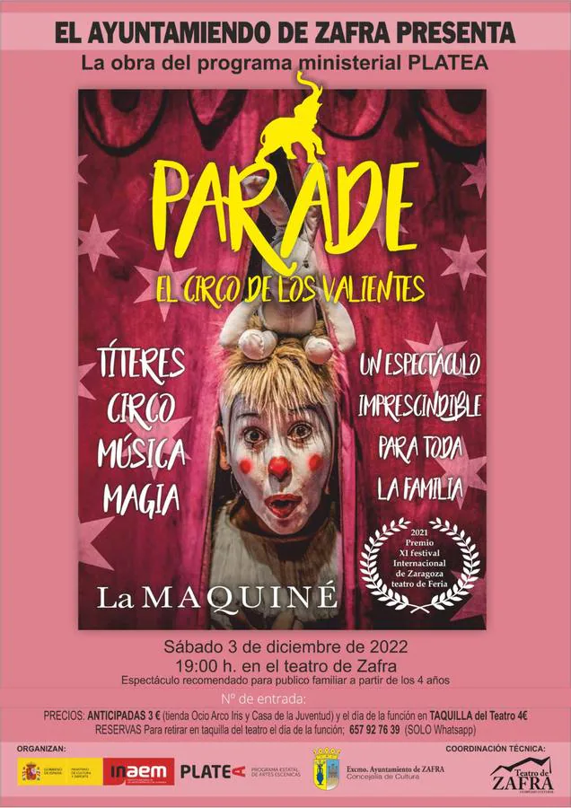 'Parade, el circo de los valientes' llega este sábado al Teatro de Zafra