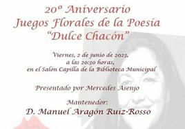 Los Juegos Florales 'Dulce Chacón' celebran su 20 aniversario este viernes de forma especial