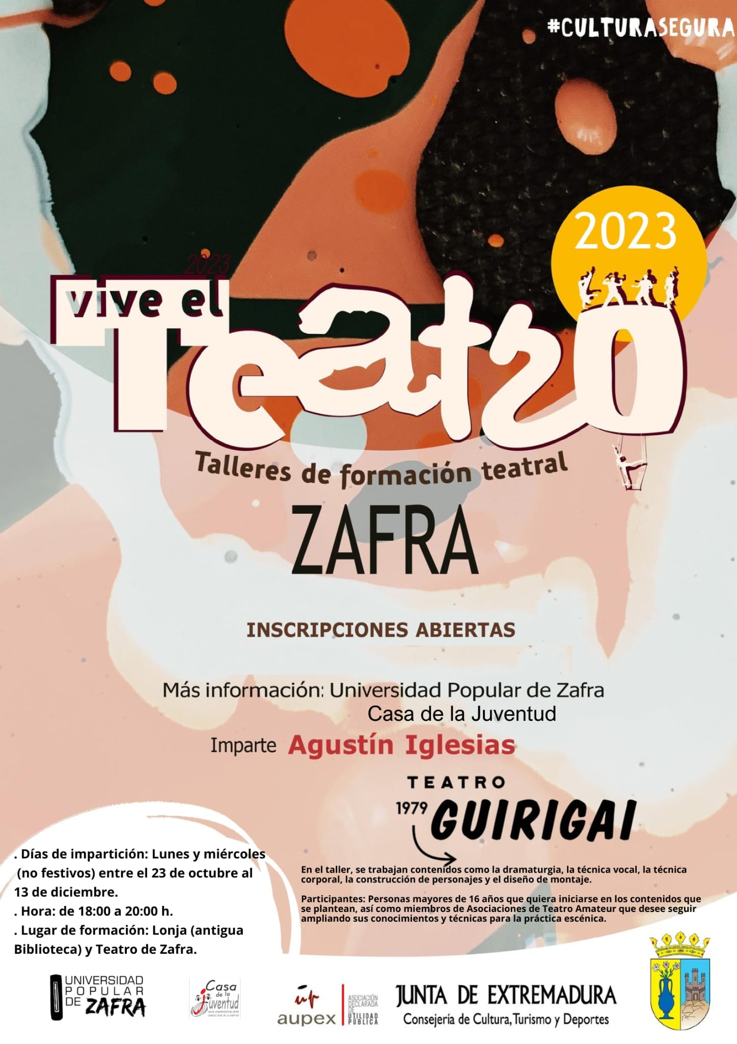 El taller de formación teatral se impartirá del 23 de octubre al 13 de diciembre