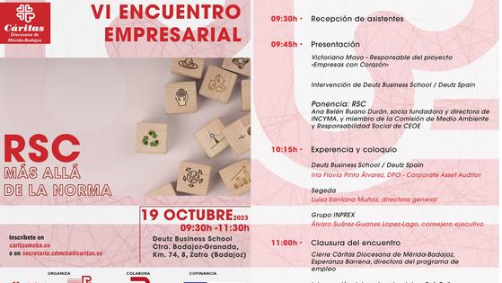 Cáritas reunirá en la Deutz Bussiness School a las empresas para hablar de la Responsabilidad Social Corporativa