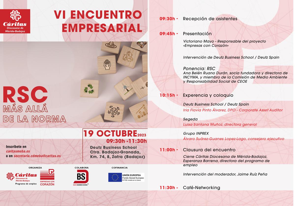 Cáritas reunirá en la Deutz Bussiness School a las empresas para hablar de la Responsabilidad Social Corporativa