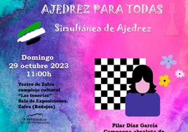 'Ajedrez para todas', el domingo en la Sala Las Tenerías