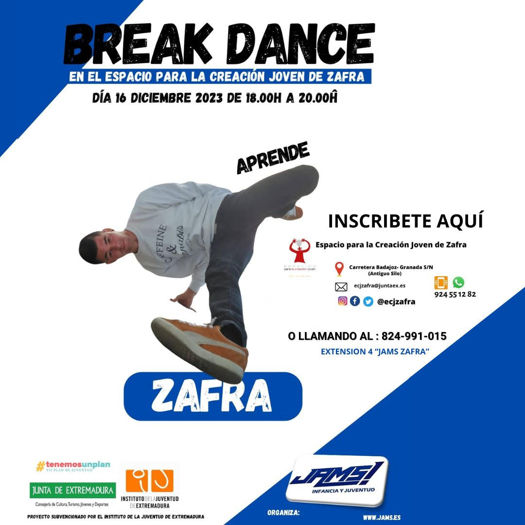 Los jóvenes podrán aprender Break Dance en el Espacio para la Creación Joven