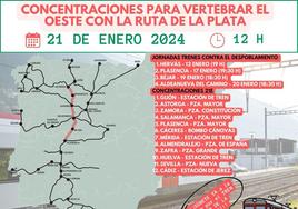 Zafra acogerá este domingo una de las concentraciones para la recuperación del tren de la Ruta de la Plata