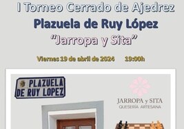 El I Torneo Cerrado de Ajedrez 'Jarropa y Sita' se celebrará en la Plazuela Ruy López