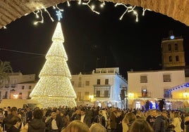 El gran árbol de Navidad vuelve a brillar en la Plaza Grande