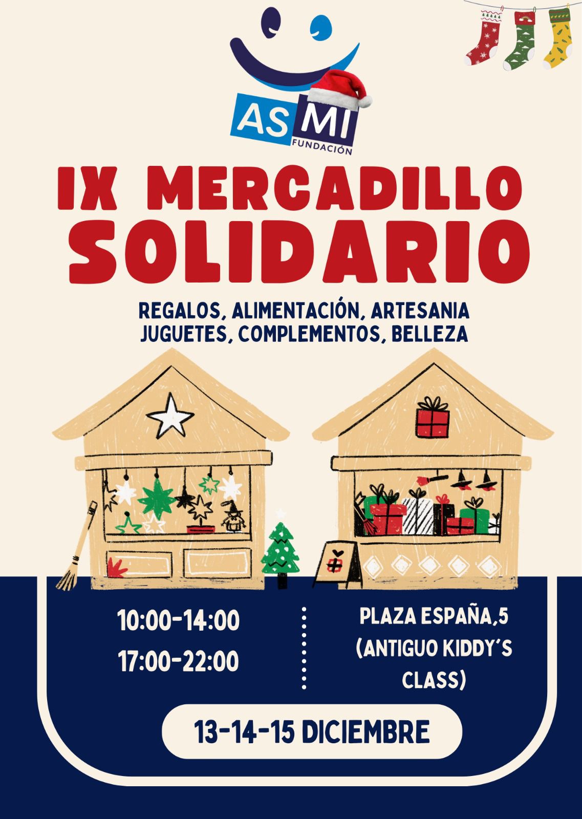 Fundación ASMI abre su Mercadillo Solidario del 13 al 15 de diciembre en la Plaza de España