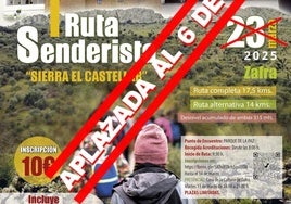Cartel de la ruta aplazada