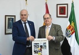 El alcalde y presidente de la Entidad Ferial junto al comisario de Ferias en la presentación