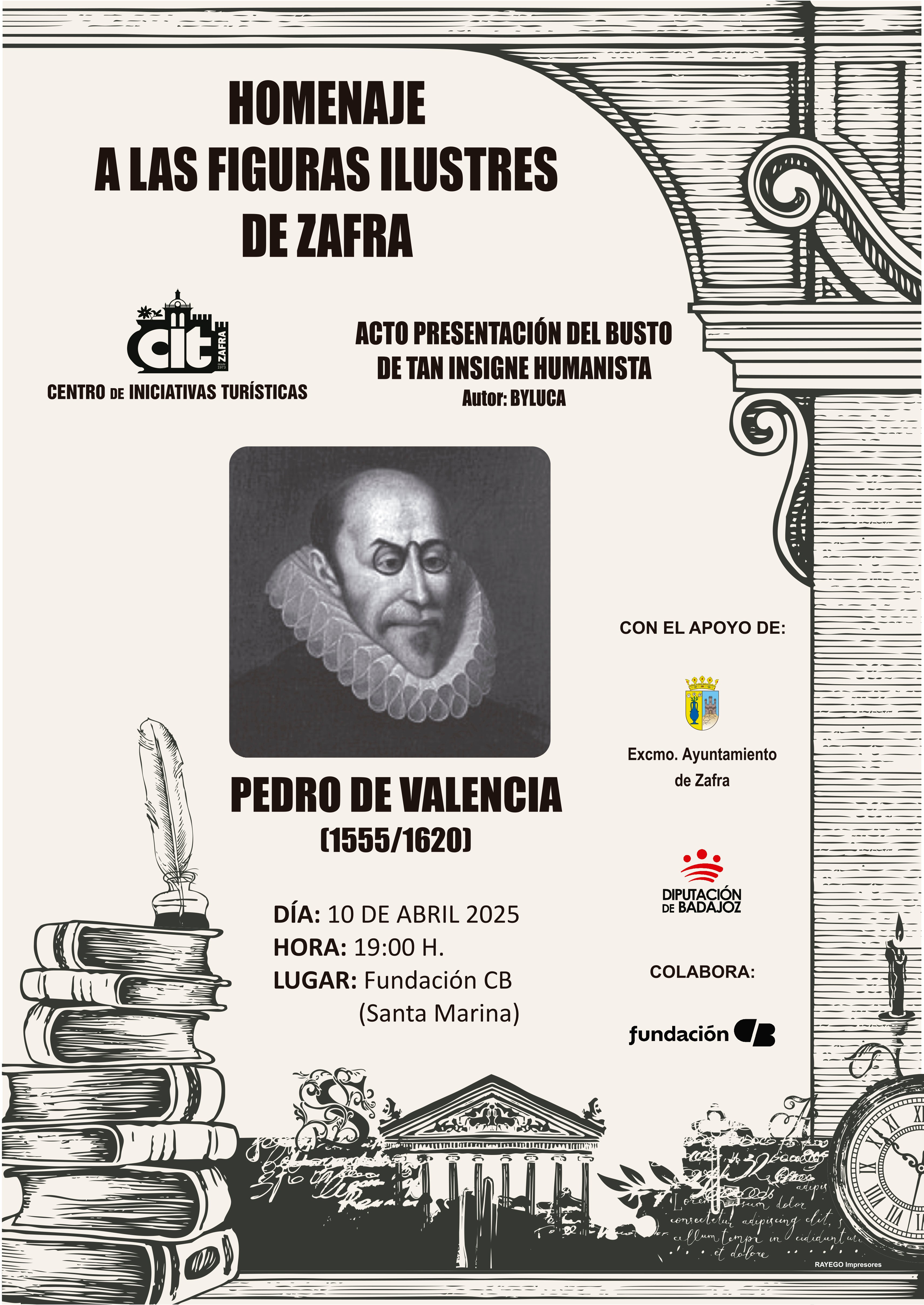 El CIT erige un busto a Pedro de Valencia en el 470 aniversario de su nacimiento