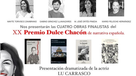 Las obras finalistas del XX Premio de Narrativa Dulce Chacón serán presentadas en el Parador