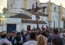 Momento del traslado a La Candelaria del Cristo del Rosario hace seis años por las obras