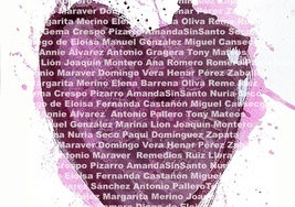 Cartel con todos los artistas que forman parte de la exposción