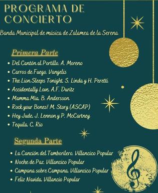Programa del concierto de Navidad de la Banda Municipal de Música