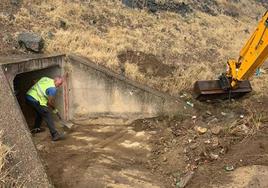 Un operario realizando labores de limpieza.