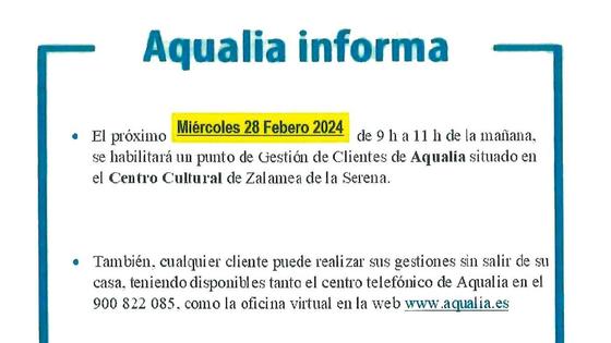 Aqualia habilita un punto para la gestión de clientes en Zalamea