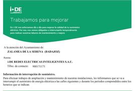 Corte de luz en varias zonas de la localidad