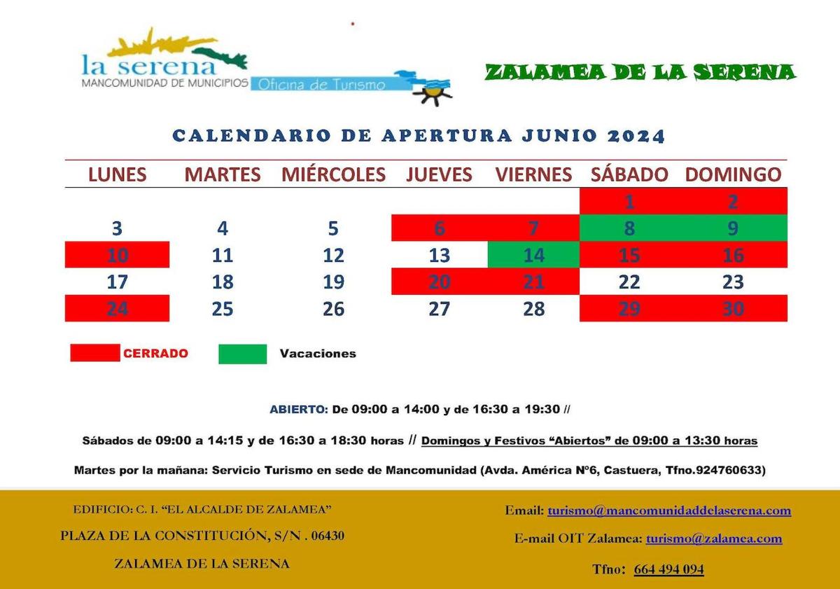 Imagen principal - Horarios de las Oficinas de Turismo de la Mancomunidad para junio
