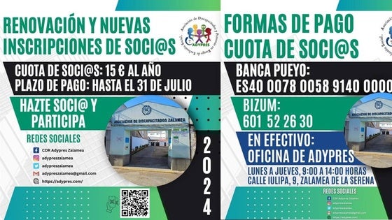 Últimos momentos para las renovaciones e inscripciones en Adypres Zalamea
