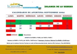 Horarios de las Oficinas de Turismo de la Mancomunidad para septiembre