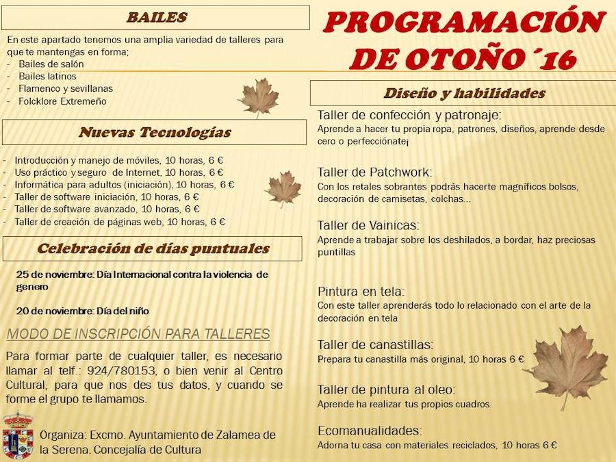 Publicada la programación de otoño del centro cultural