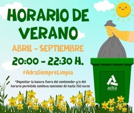 El horario para tirar la basura, a partir de las ocho de la tarde