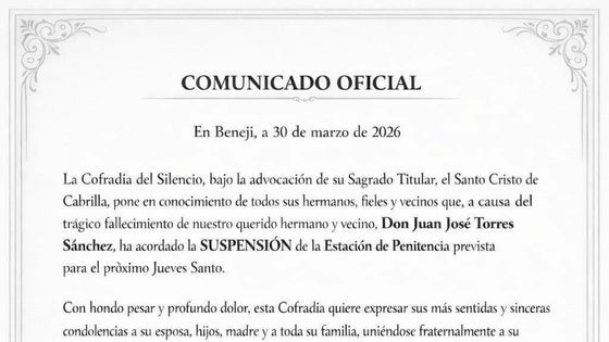 La Cofradía del Silencio de Berja cancela su procesión tras la muerte en accidente de un vecino