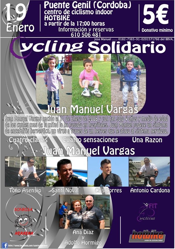 Spinning solidario hoy por el niño abderitano Juan Manuel