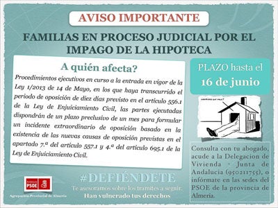 El PSOE de Alcolea trabaja en la constitución de un grupo de trabajo contra los abusos hipotecarios