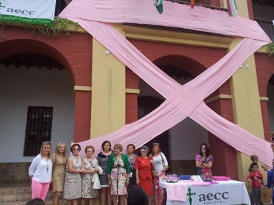 Berja despliega un gran lazo rosa por el día del cáncer de mama