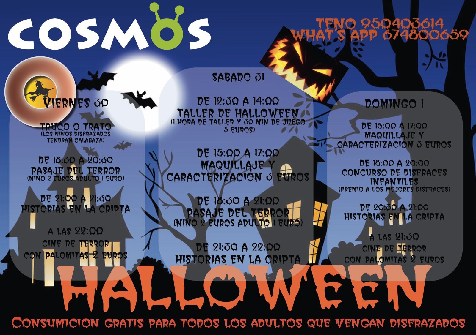 El centro de ocio infantil Cosmos celebra Halloween y premiará los mejores disfraces