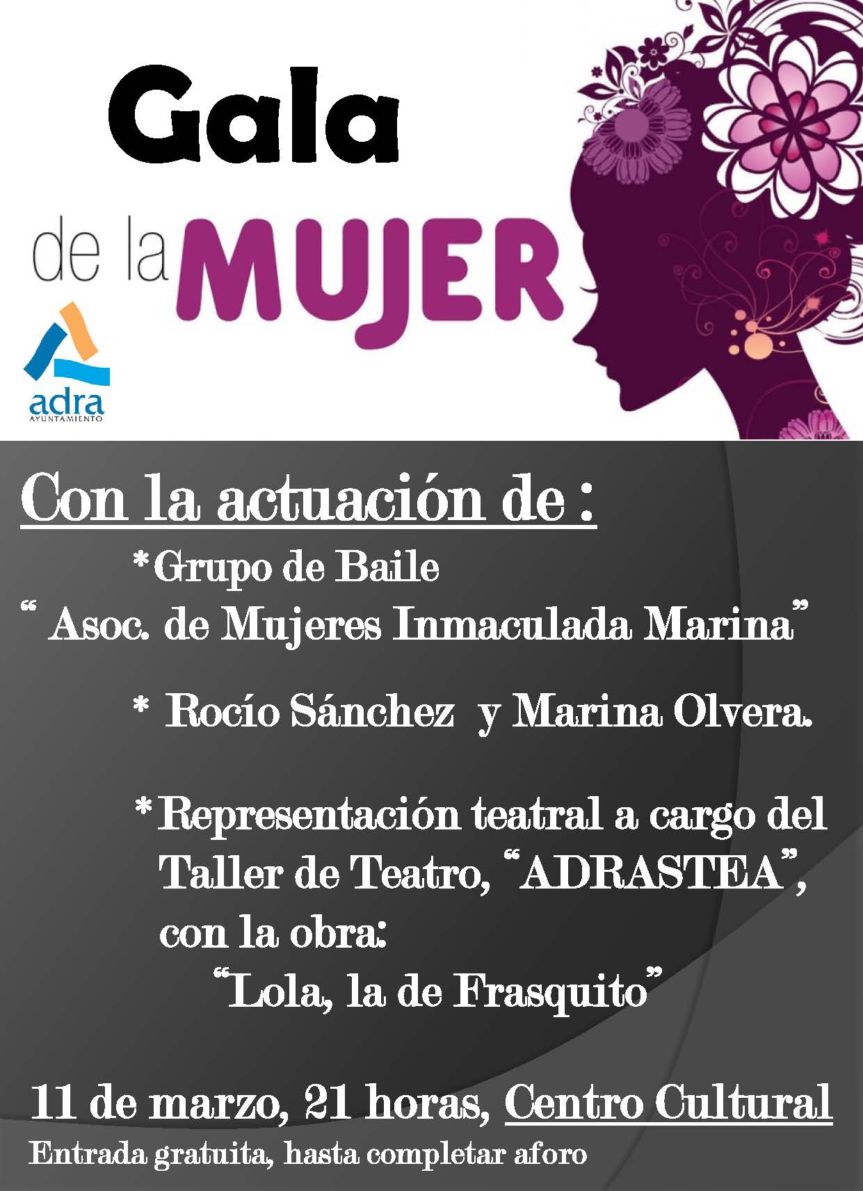 Adra culmina hoy su Semana por la Igualdad con una gala para homenajear a la mujer