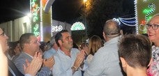 Pedro Luis Rodríguez, Paco Huertas, Ceferino Toril (hermano mayor de San Eufrasio) y Juan Francisco Cazalilla tras la inaguración del alumbrado anoche. 