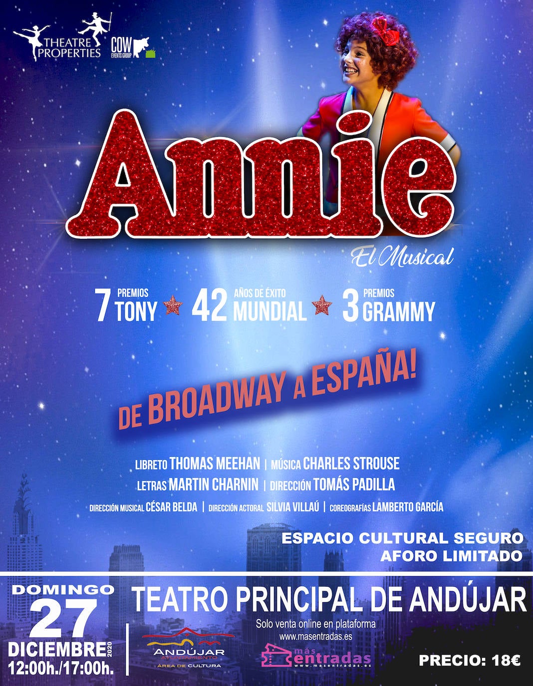 El célebre musical de Annie estará en Andújar el próximo domingo día 27 de diciembre