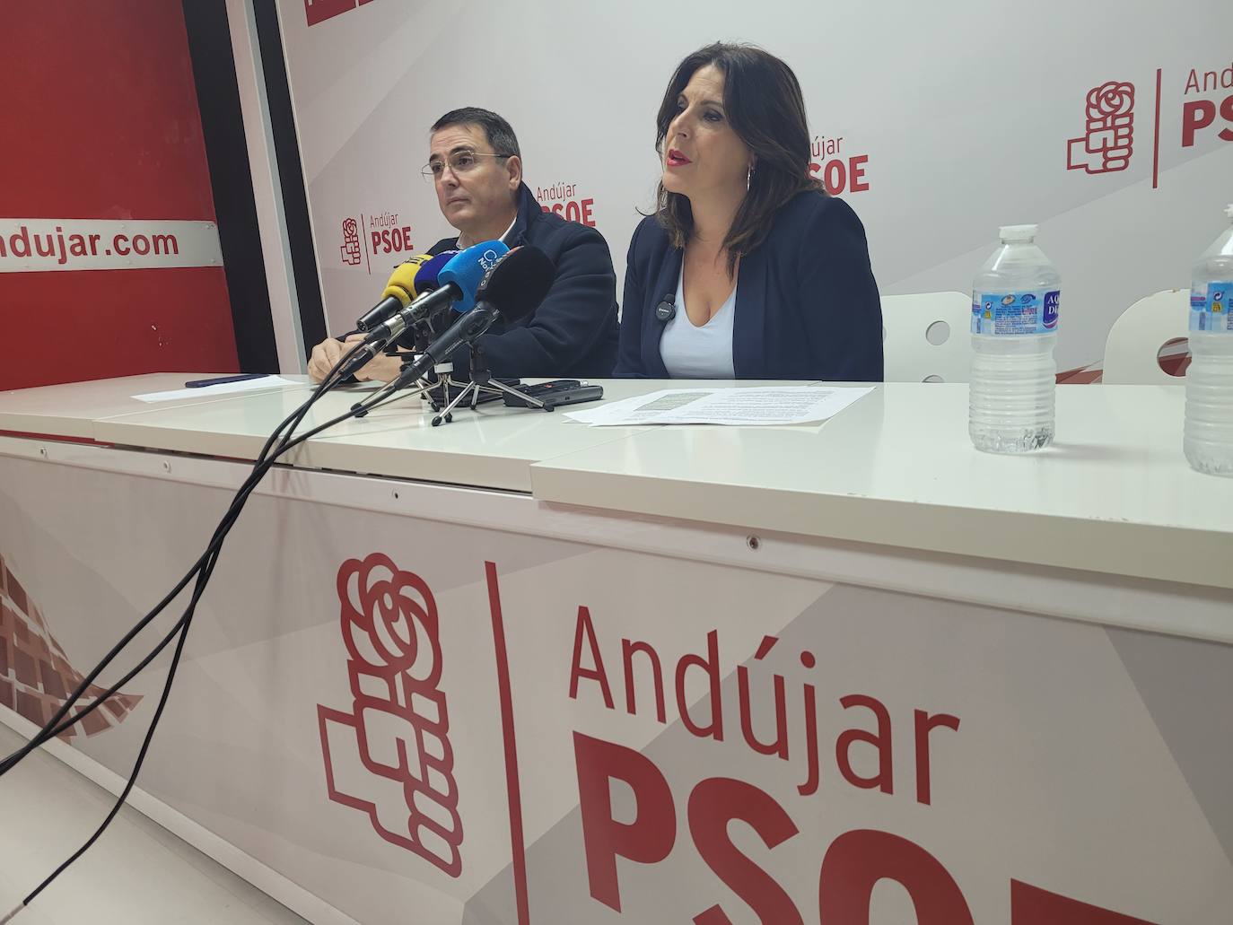 Pedro Luis Rodríguez y Ángeles Férriz en la comparecencia de esta mañana. 