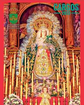 Portada del programa de Fiestas realizada po Jesús Segado Hernández con la imagen de la Virgen obra del escultor Domingo Sánchez Mesa.