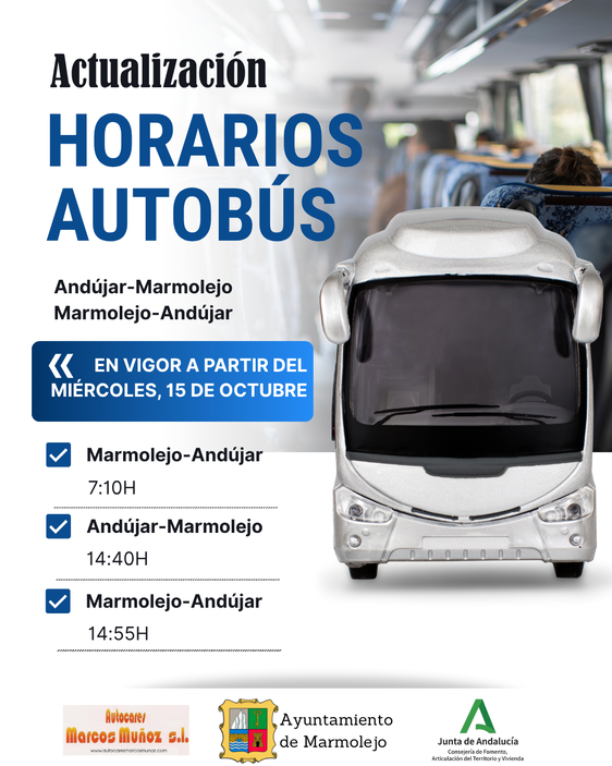 El servicio de transporte entre Marmolejo y Andújar se amplía