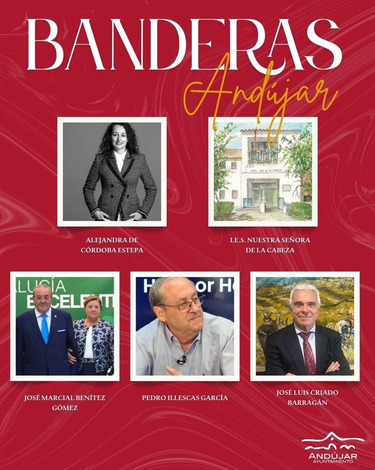 Las Banderas de Andújar subrayan el talento de personas e instituciones de la ciudad